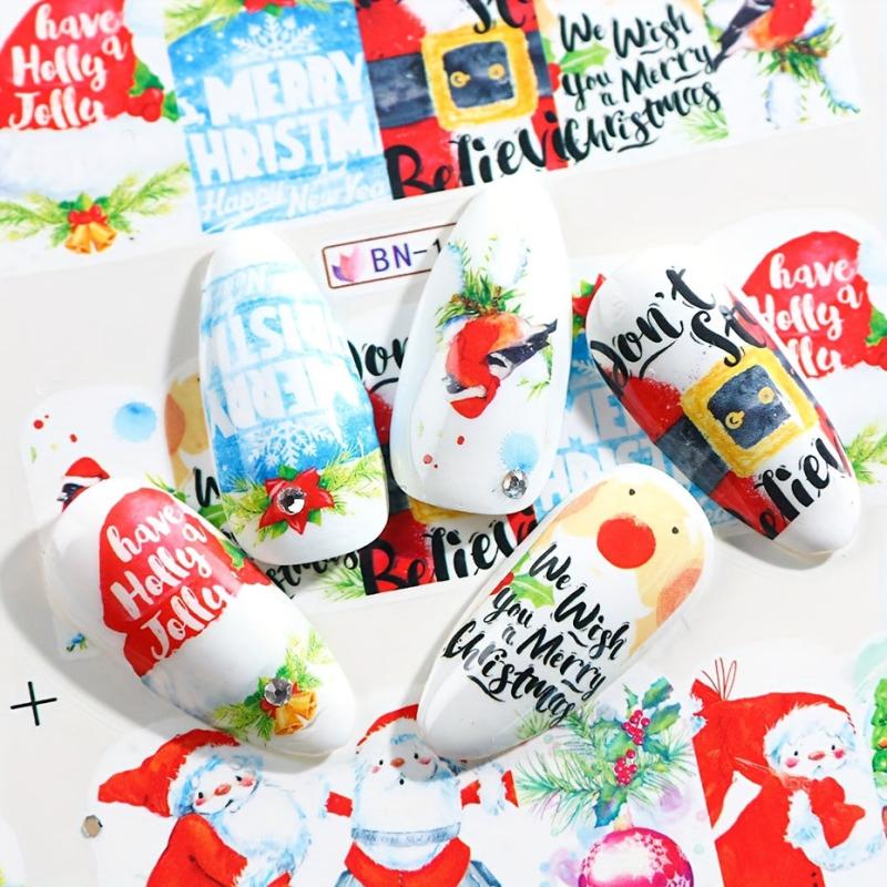 Christmas Nail Art Stickers Santa Claus Snowflake Elk Snowman Christmas Tree Nai