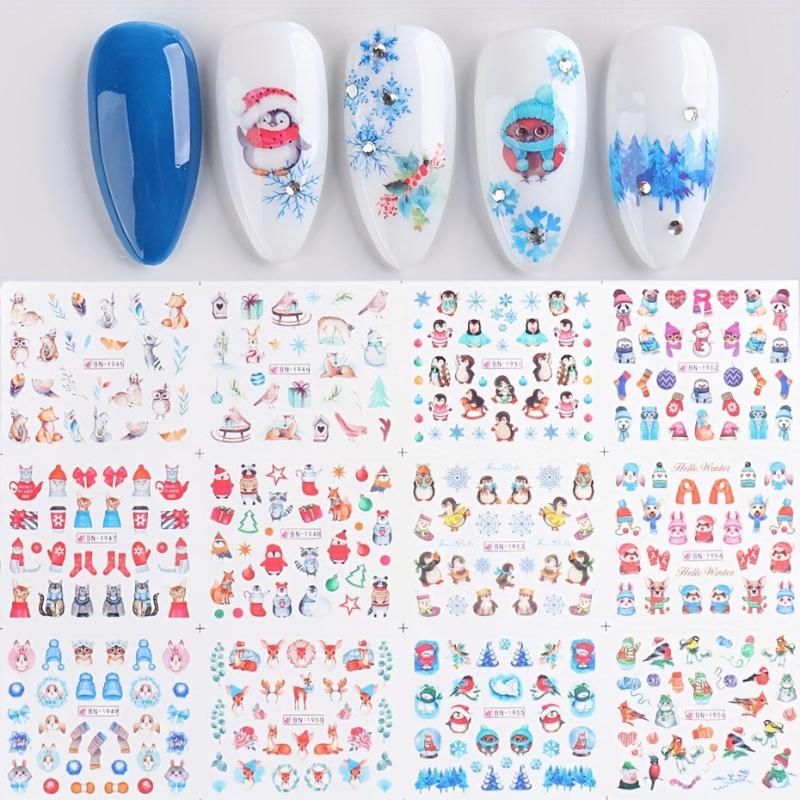 Christmas Nail Art Stickers Santa Claus Snowflake Elk Snowman Christmas Tree Nai