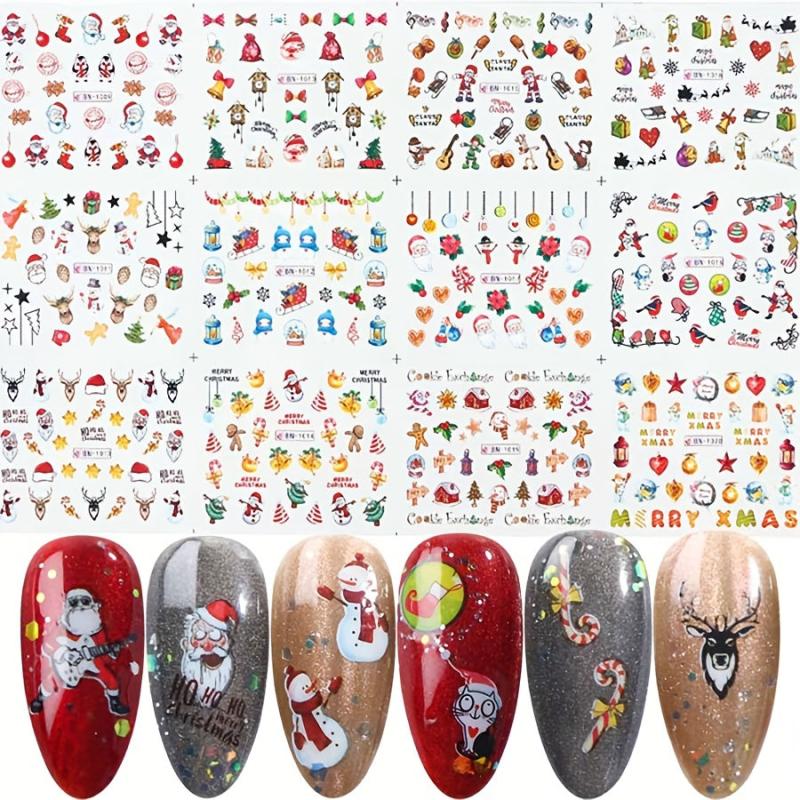 Christmas Nail Art Stickers Santa Claus Snowflake Elk Snowman Christmas Tree Nai