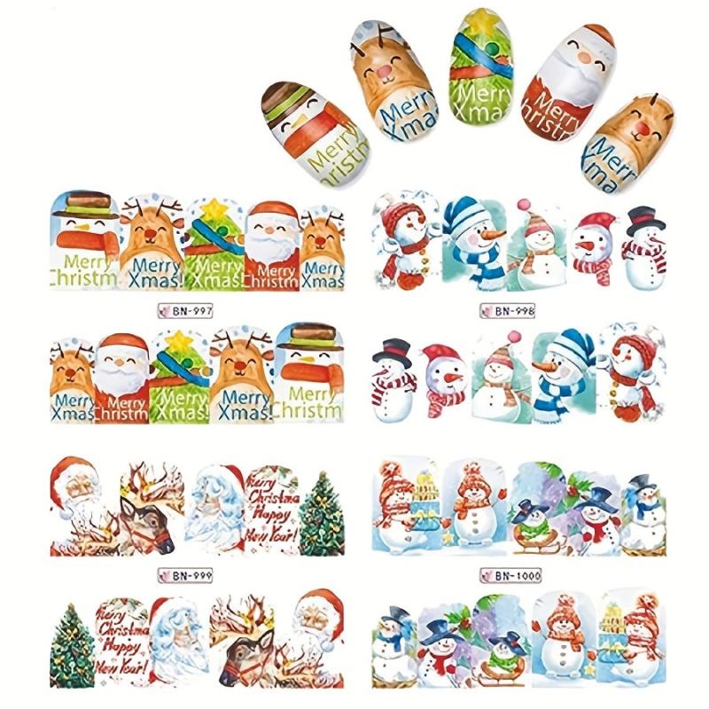 Christmas Nail Art Stickers Santa Claus Snowflake Elk Snowman Christmas Tree Nai