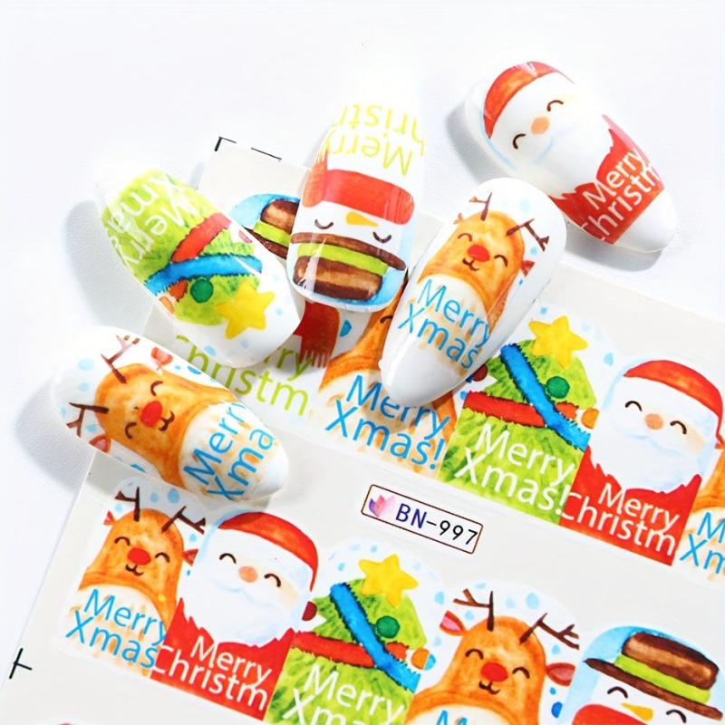 Christmas Nail Art Stickers Santa Claus Snowflake Elk Snowman Christmas Tree Nai