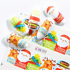 Christmas Nail Art Stickers Santa Claus Snowflake Elk Snowman Christmas Tree Nai