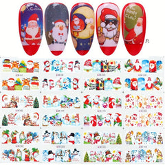 Christmas Nail Art Stickers Santa Claus Snowflake Elk Snowman Christmas Tree Nai
