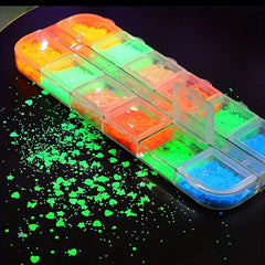 Butterfly Heart Star Glow Nail Glitter Sequins for DIY Nail Art