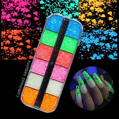 Butterfly Heart Star Glow Nail Glitter Sequins for DIY Nail Art