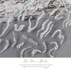 Engraved Flower Nail Stickers 5D Embossed Designs Adhesive Nail Decals