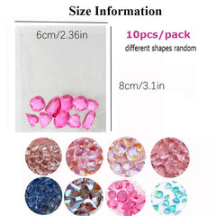 10pcs Transparent Crystal Nail Rhinestones Pink Aurora Gemstones