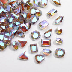 10pcs Transparent Crystal Nail Rhinestones Pink Aurora Gemstones