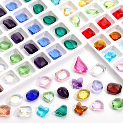 10pcs Transparent Crystal Nail Rhinestones Pink Aurora Gemstones