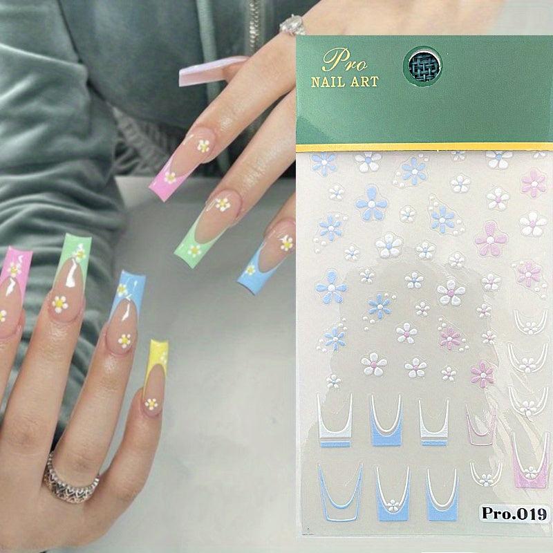 5D Spring Daisy Nail Stickers Self Adhesive Nail Supplies