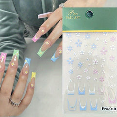 5D Spring Daisy Nail Stickers Self Adhesive Nail Supplies