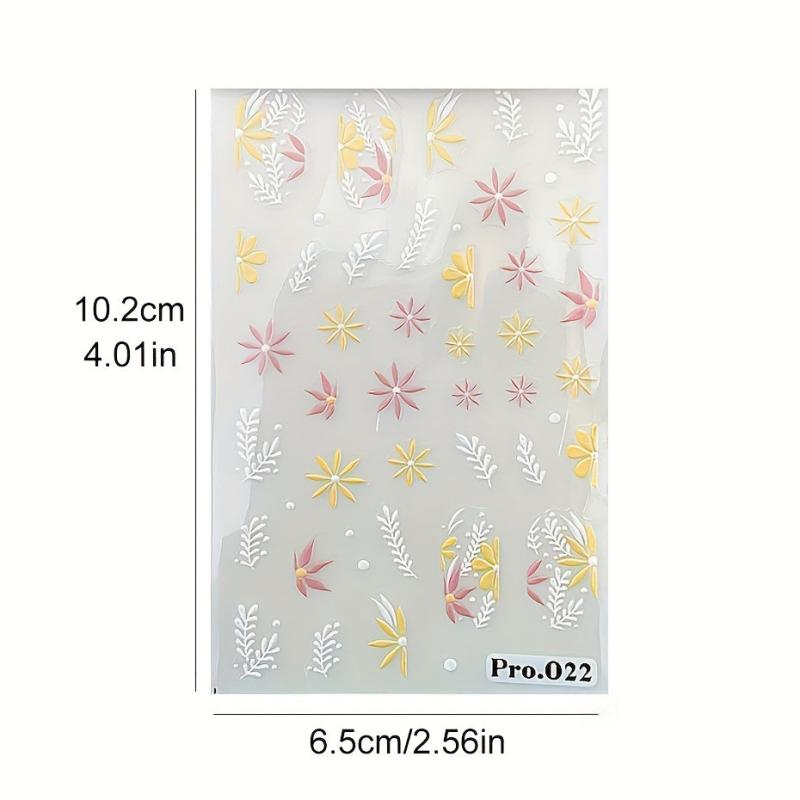 5D Spring Daisy Nail Stickers Self Adhesive Nail Supplies