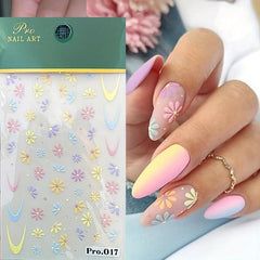 5D Spring Daisy Nail Stickers Self Adhesive Nail Supplies