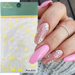 5D Spring Daisy Nail Stickers Self Adhesive Nail Supplies