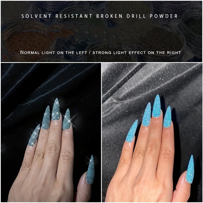 8 Boxes Laser Reflective Nail Powder for Shining Nail Decoration