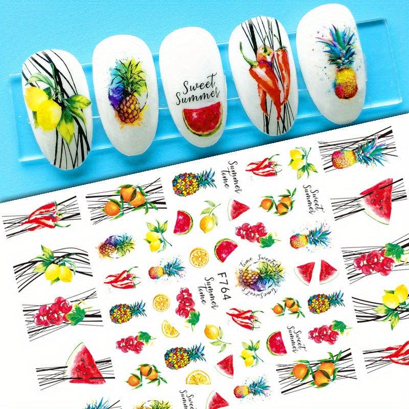Nail Stickers Decals With Red Lip Fruits Nail Decoration