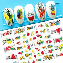 Nail Stickers Decals With Red Lip Fruits Nail Decoration
