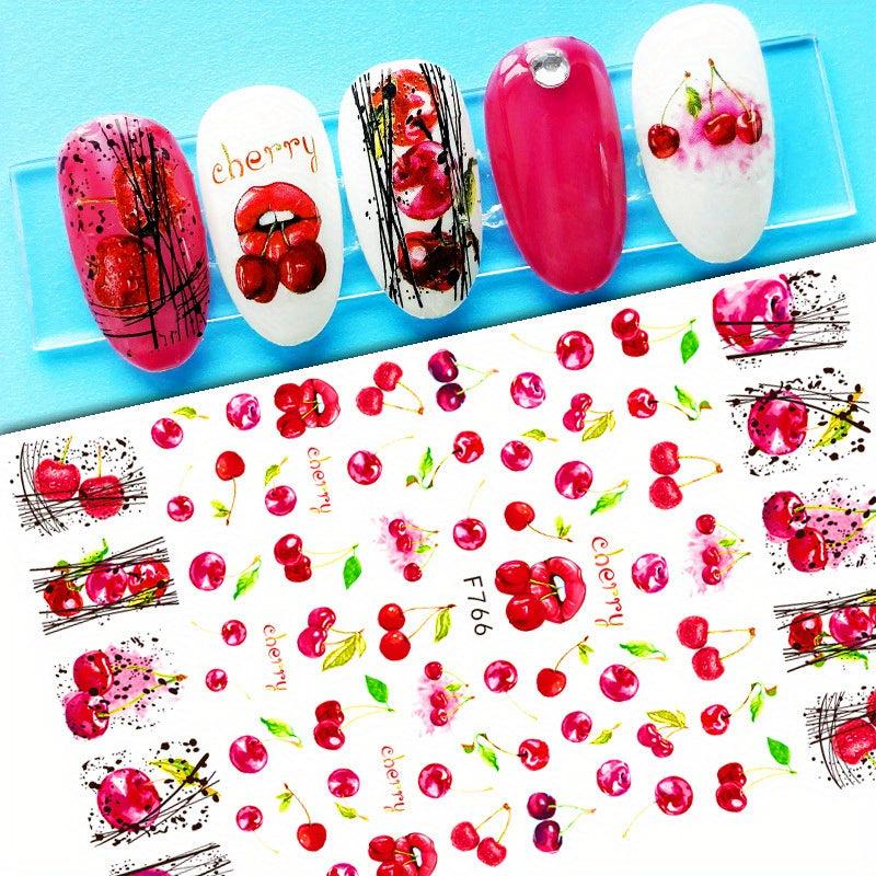 Nail Stickers Decals With Red Lip Fruits Nail Decoration