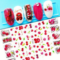 Nail Stickers Decals With Red Lip Fruits Nail Decoration