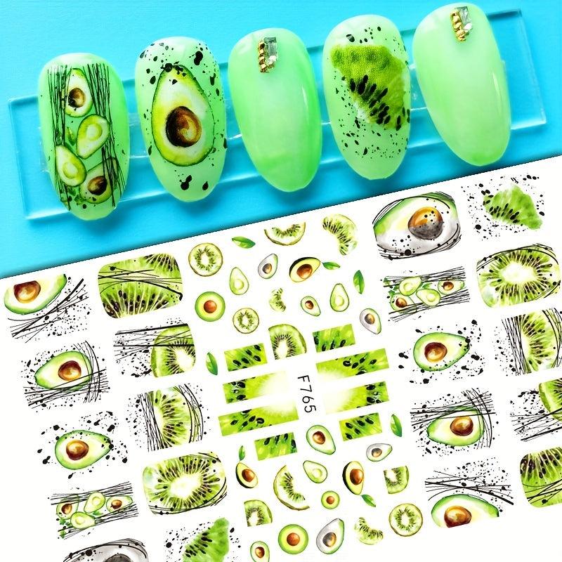 Nail Stickers Decals With Red Lip Fruits Nail Decoration