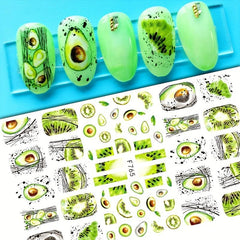 Nail Stickers Decals With Red Lip Fruits Nail Decoration