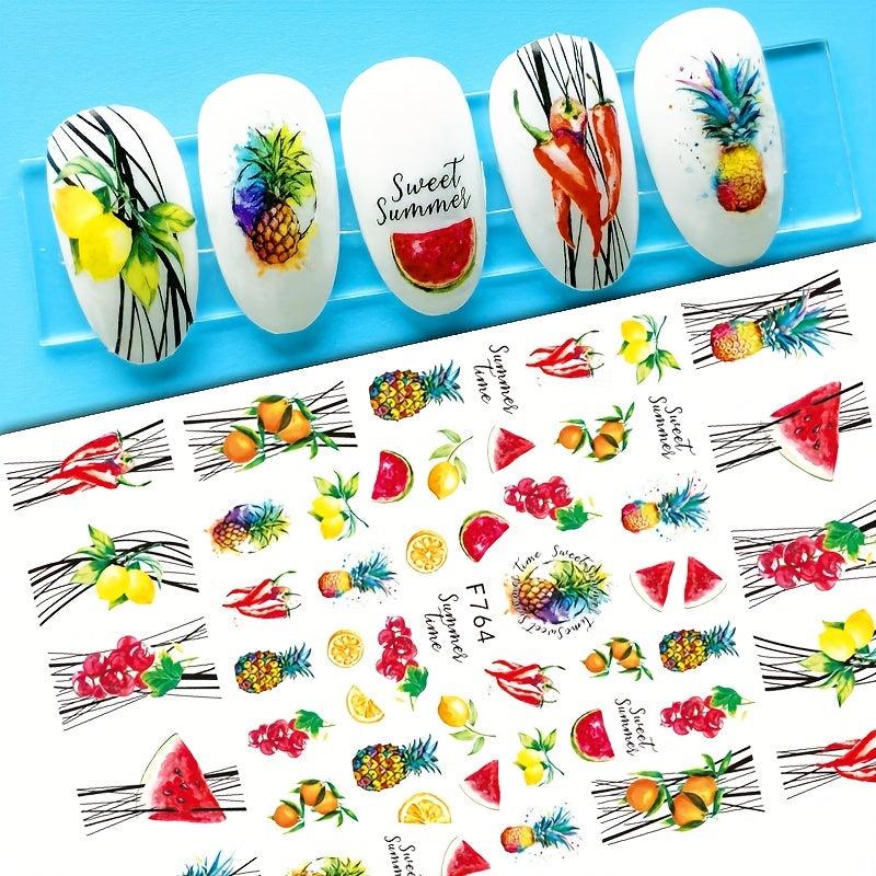 Nail Stickers Decals With Red Lip Fruits Nail Decoration
