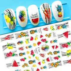 Nail Stickers Decals With Red Lip Fruits Nail Decoration