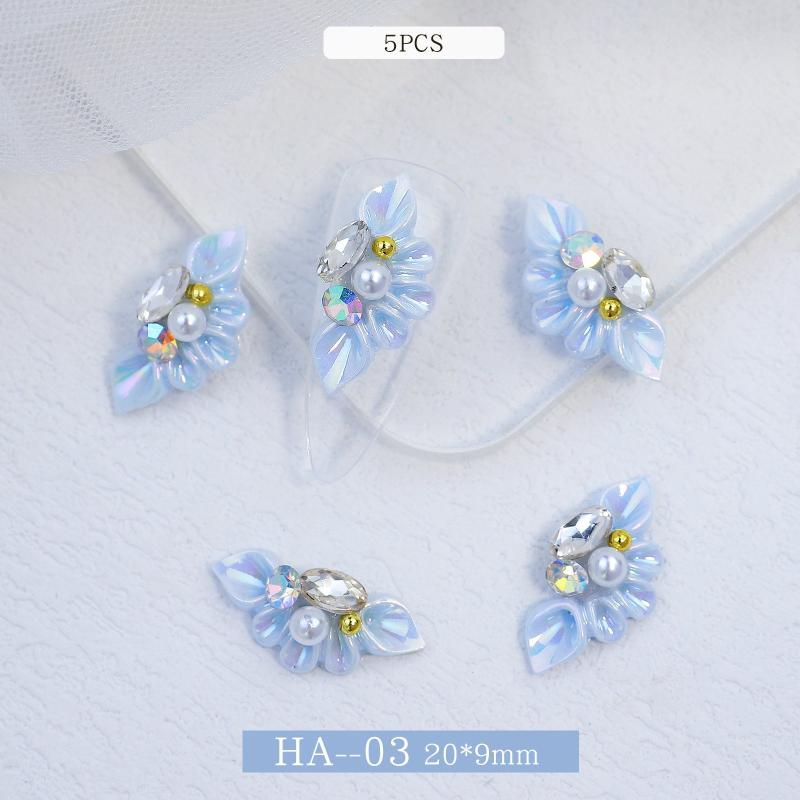 10 Colors Floral Flap Nail Stickers 3D Resin Nail Art Accessory