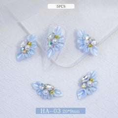 10 Colors Floral Flap Nail Stickers 3D Resin Nail Art Accessory