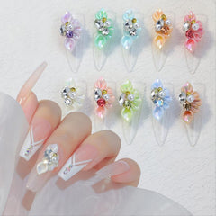 10 Colors Floral Flap Nail Stickers 3D Resin Nail Art Accessory