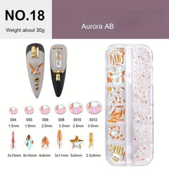12 Grid Crystal Nail Art Rhinestones for DIY, Shoes, Clothes, Makeup Bags