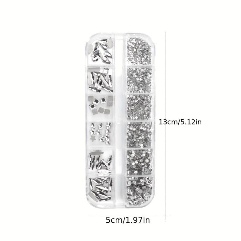 12 Grid Crystal Nail Art Rhinestones for DIY, Shoes, Clothes, Makeup Bags