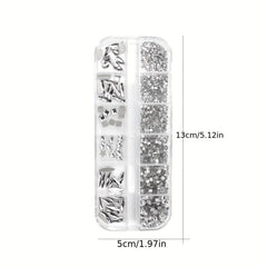 12 Grid Crystal Nail Art Rhinestones for DIY, Shoes, Clothes, Makeup Bags