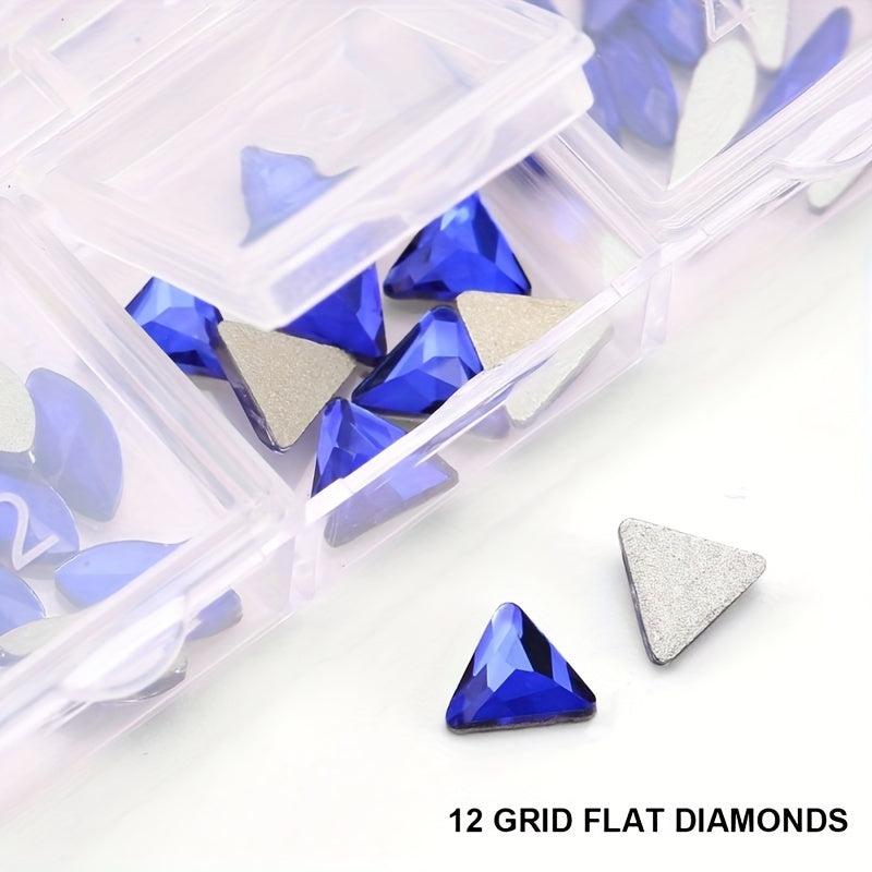12 Grid Crystal Nail Art Rhinestones for DIY, Shoes, Clothes, Makeup Bags