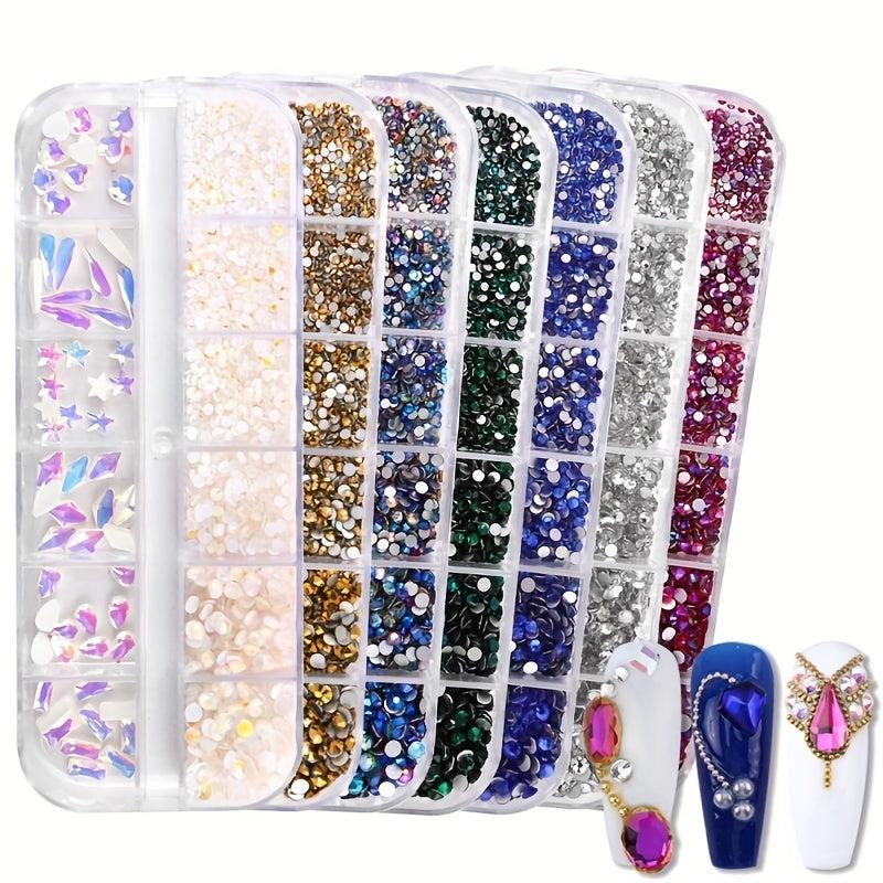 12 Grid Crystal Nail Art Rhinestones for DIY, Shoes, Clothes, Makeup Bags
