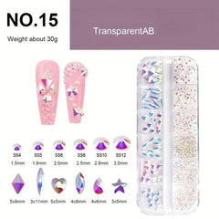 12 Grid Crystal Nail Art Rhinestones for DIY, Shoes, Clothes, Makeup Bags