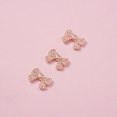 3D Alloy Bow Nail Charms Rose Golden Bow Nail Art Charms