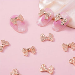3D Alloy Bow Nail Charms Rose Golden Bow Nail Art Charms