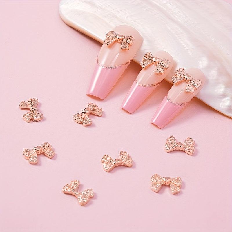3D Alloy Bow Nail Charms Rose Golden Bow Nail Art Charms