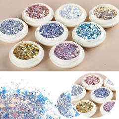 Nail Sequins Flake Set for Art Craft Makeup Iridescent DIY