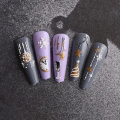 5D Embossed Christmas Nail Art Stickers Snowflake Christmas Tree Nail Art Decals