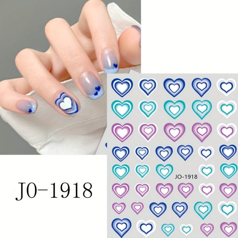 Romantic Red Heart 3D Nail Stickers for Manicure - Self Adhesive Decals