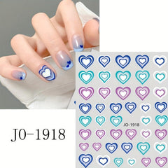 Romantic Red Heart 3D Nail Stickers for Manicure - Self Adhesive Decals