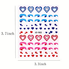 Romantic Red Heart 3D Nail Stickers for Manicure - Self Adhesive Decals