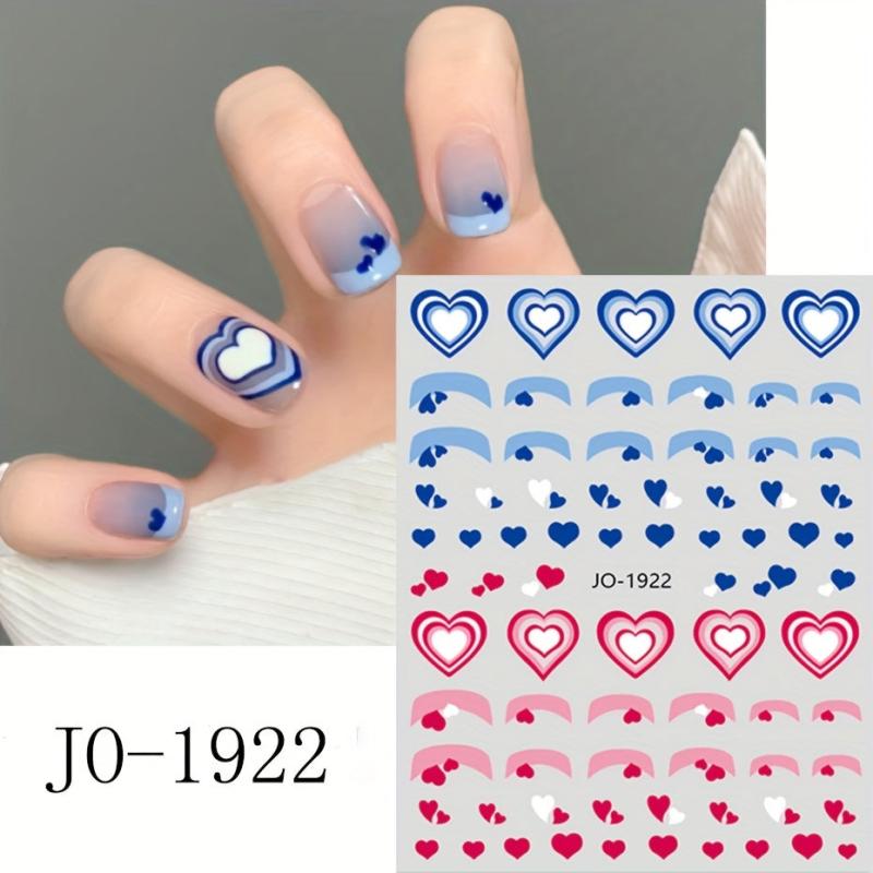 Romantic Red Heart 3D Nail Stickers for Manicure - Self Adhesive Decals