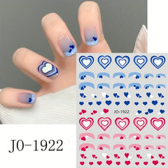 Romantic Red Heart 3D Nail Stickers for Manicure - Self Adhesive Decals