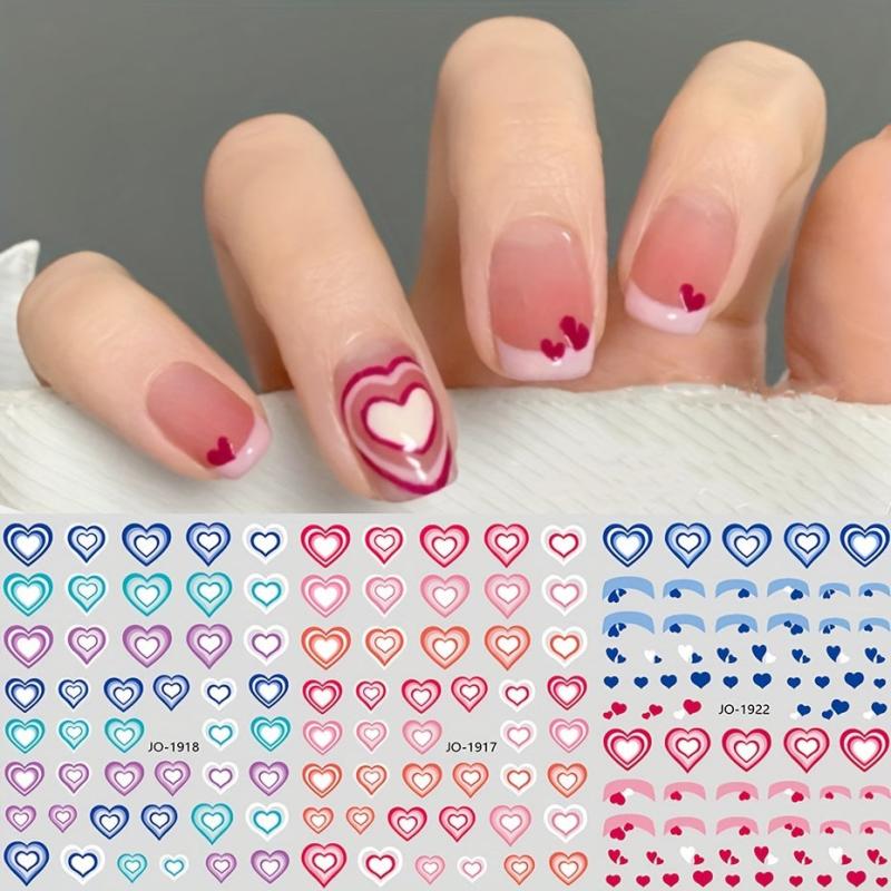 Romantic Red Heart 3D Nail Stickers for Manicure - Self Adhesive Decals