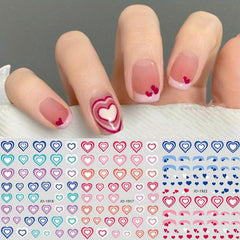 Romantic Red Heart 3D Nail Stickers for Manicure - Self Adhesive Decals