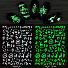Christmas Luminous Nail Art Stickers - Festive Sparkle for Your Nails