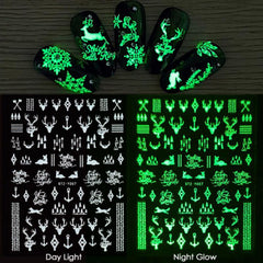Christmas Luminous Nail Art Stickers - Festive Sparkle for Your Nails